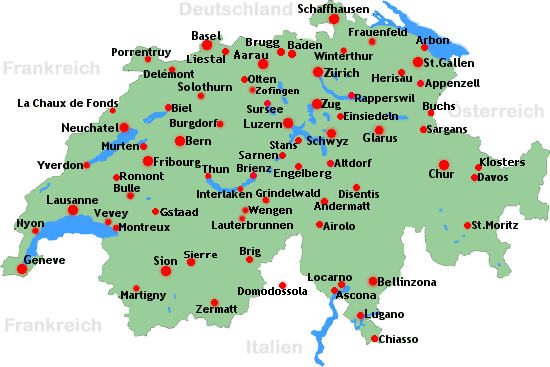 Schweiz karte städte